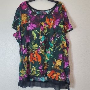 Beautiful Floral Blouse Top Size XL